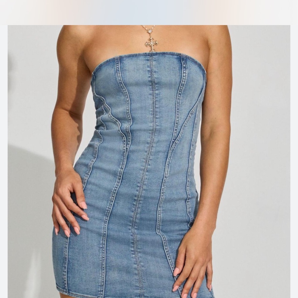 Denim Strapless Mini Dress